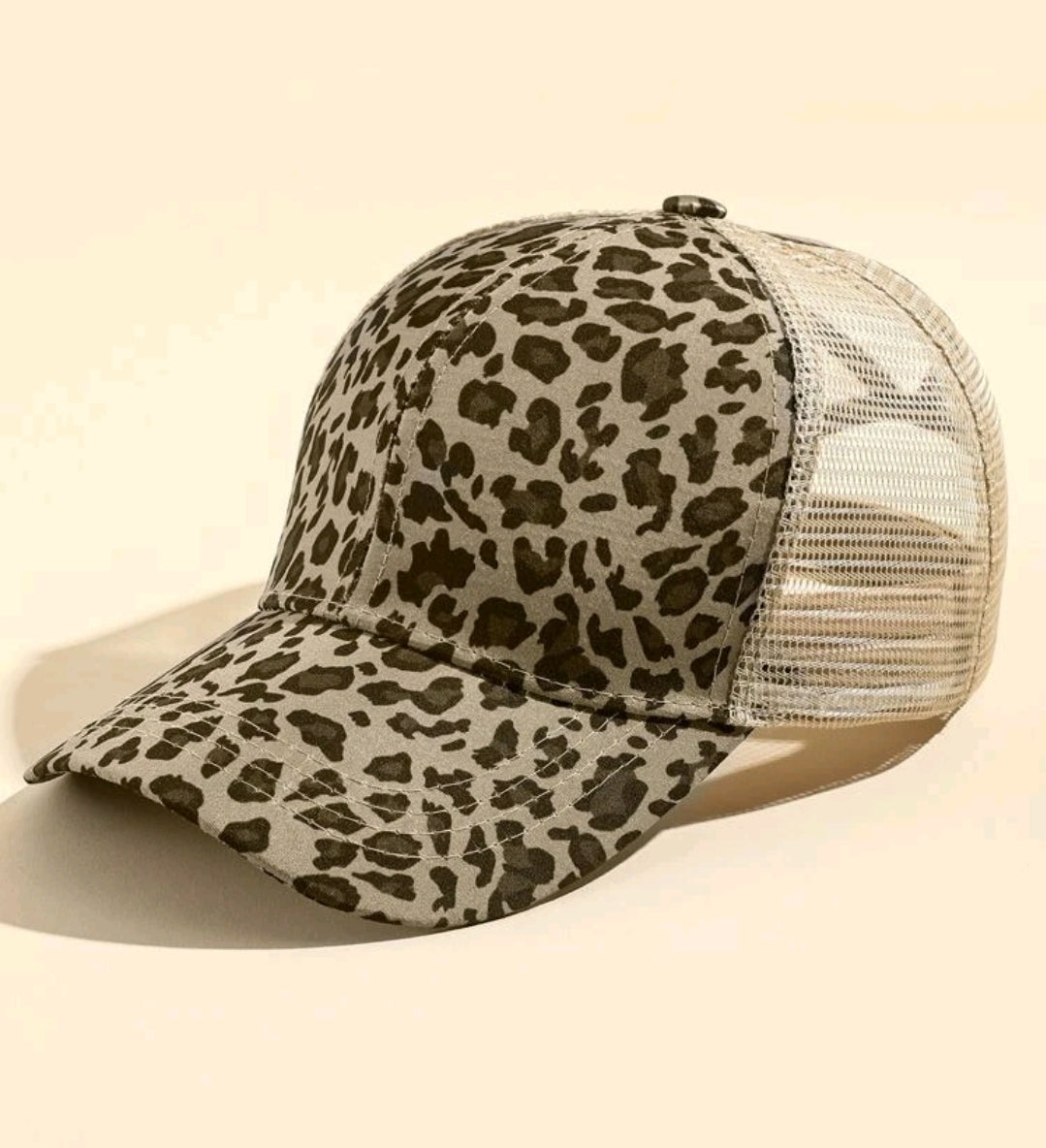 Cute Leopard Cap with Pony tail hole,adjustable.